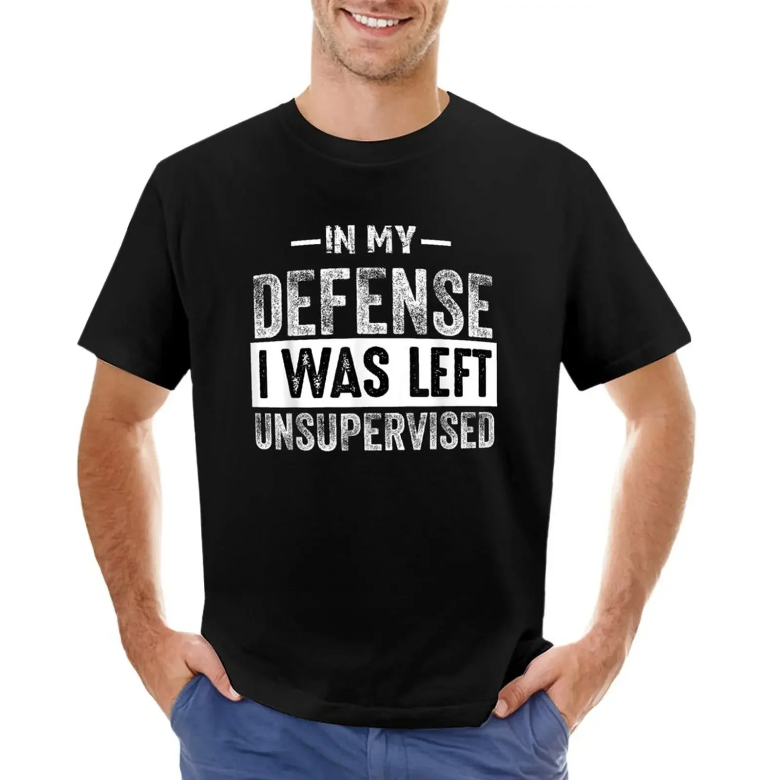 

cool funny in my defense i was left unsupervised T-shirt hippie clothes anime clothes mens t shirt graphic