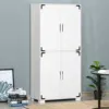 Industrial Style 4-Door Pantry Cabinet Organizer W/ Storage Shelves, White 1
