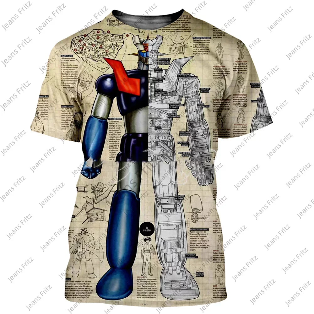 

Футболка Mazinger Z мужская с коротким рукавом, модная тенниска с круглым вырезом и 3D-принтом, Повседневная стильная уличная майка в стиле Харадзюку, лето