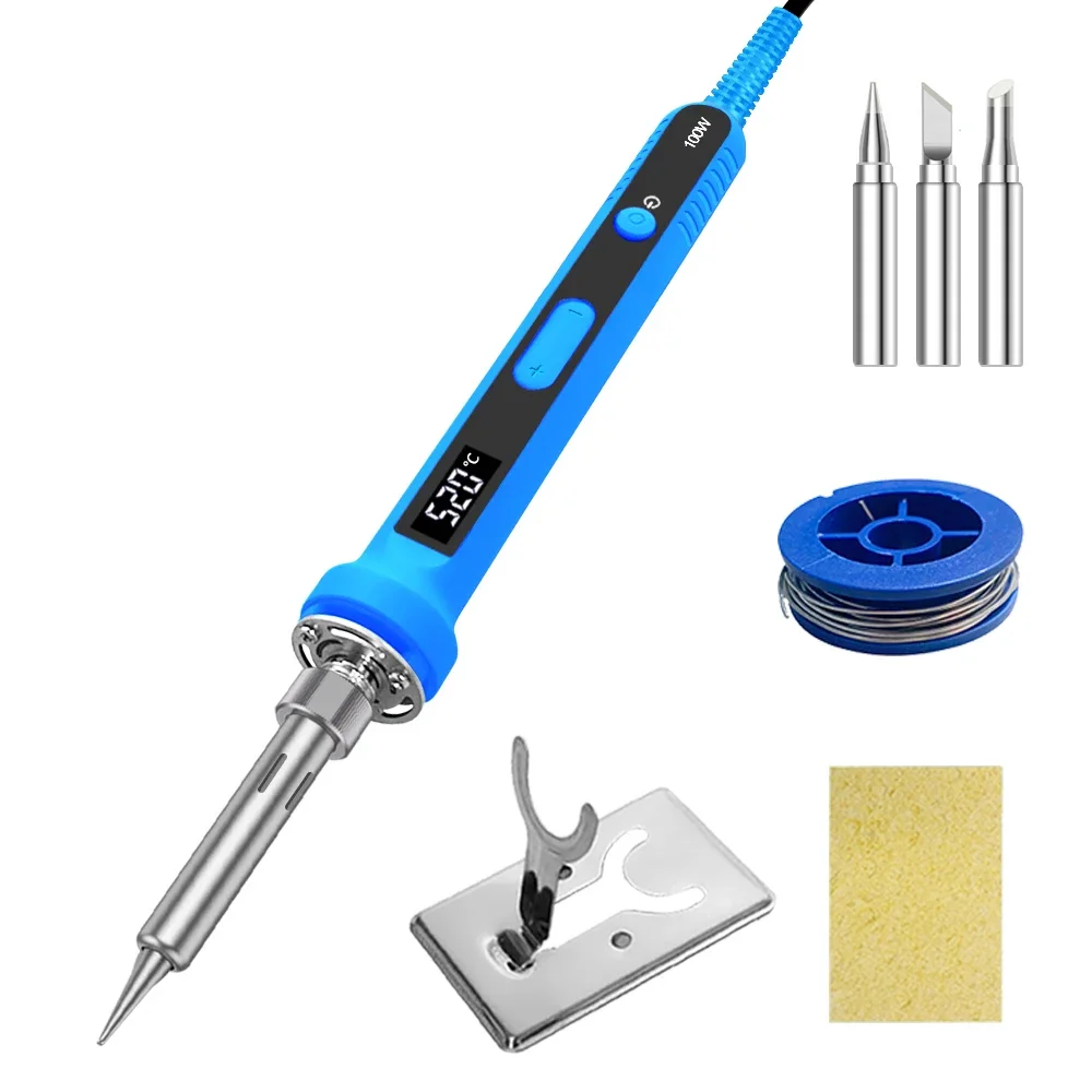 100W  Digital Soldering Iron Set Kit Repair Welding Tool Set Calibration Temperature Adjustable 180-520-600C 2