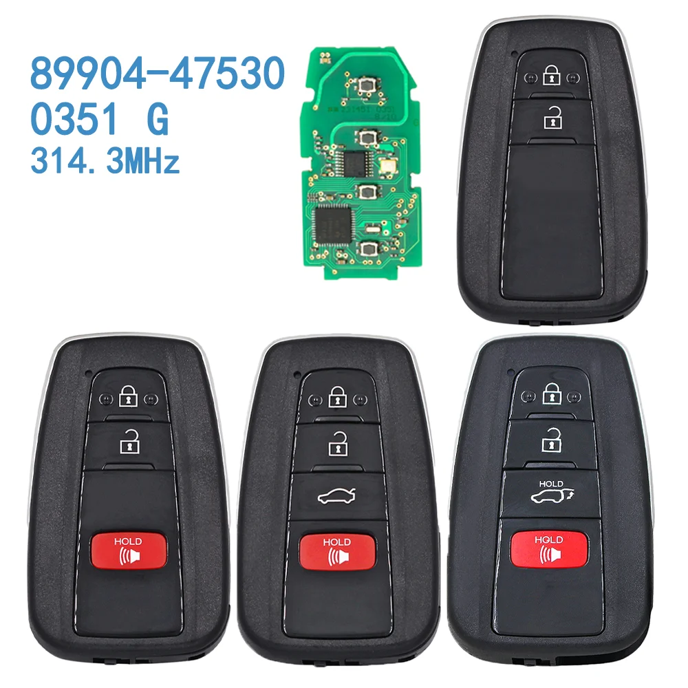 

89904-47530 Board#: 231451-0351 Auto Smart Remote HYQ14FBC 314.3MHz 2/3/4 Buttons Replace Car Key For Toyota Prius 2016-2019