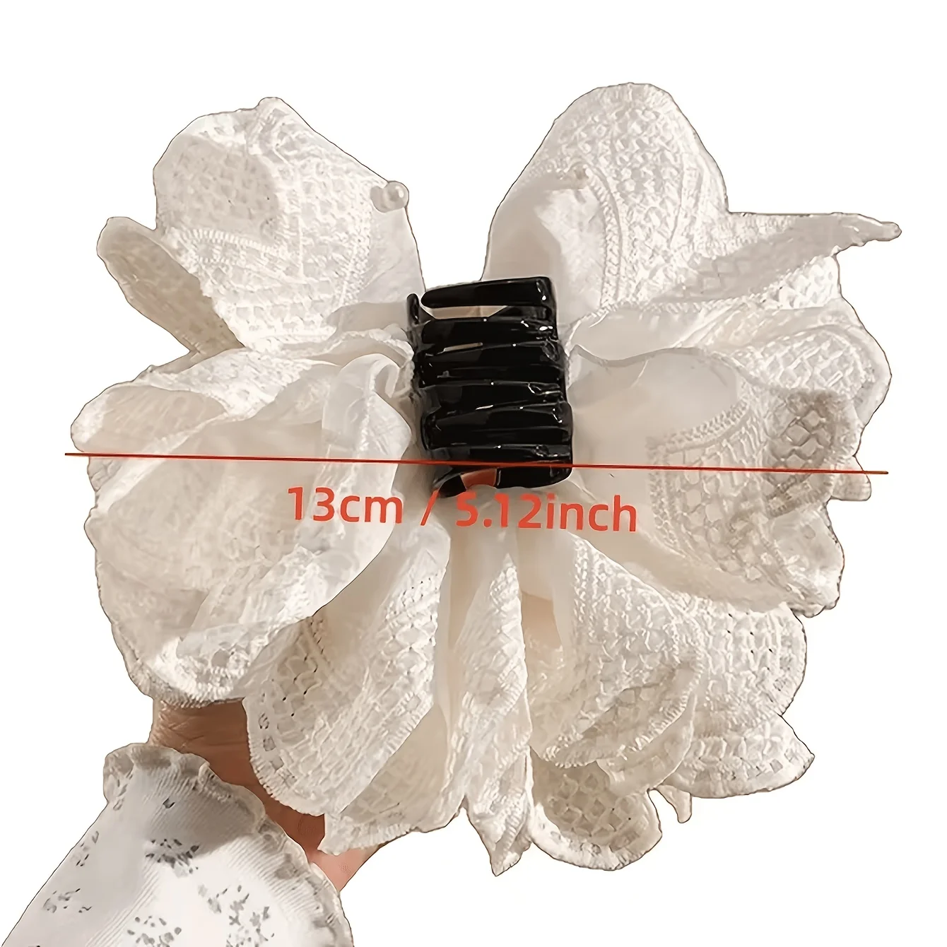 Fermaglio per capelli a forma di squalo con fiore in pizzo e decorazione di perle, design ultra grande, presa ferma, accessorio per acconciature quotidiane e updo. - immagine 5