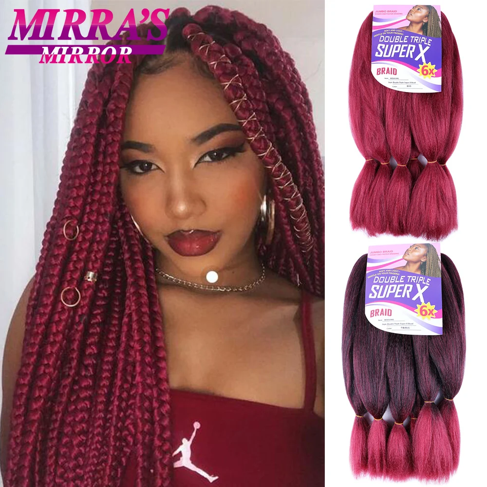 

Synthetic Jumbo Double Triple Braids Hair 24Inch 400g/Lot Braiding Hair Extensions Hot Water Setting Fake Hair for Black Women