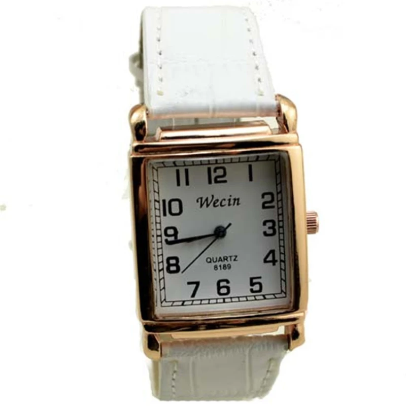 Fashionable women's watch luxury metal rose gold square women's quartz watch rectangular red leather women's watch