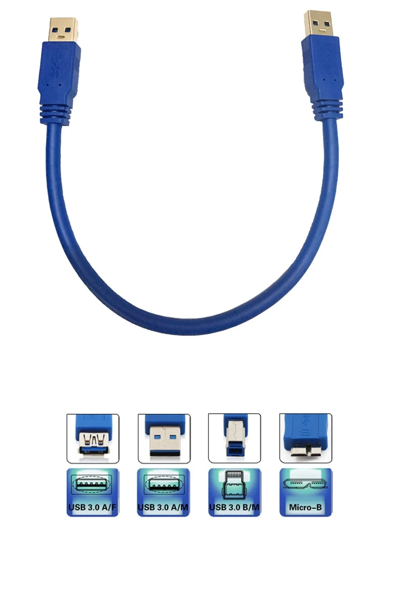 USB Extension Cable USB Extension Adapter USB 3.0 A type Male to Male USB Extension Cable Cord AM TO AM 30cm 50cm 1m 1.5m 3m 5m 5Gbps Support 3.0 data transmission