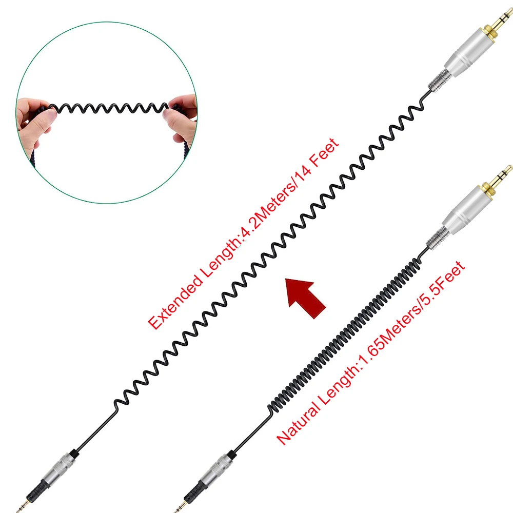 Spring Relief Coiled Cable for Audio Technica ATH-M50x ATH-M40x ATH-M70x ATH M50x M40x M70x Headphones Cables Cords Wire