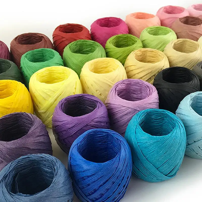 20M Natural Raffia Straw Yarn For Knitting Raffia Ribbon Paper Rope DIY Gift Packaging Scrapbooking Crafts Handmade Supplies 4