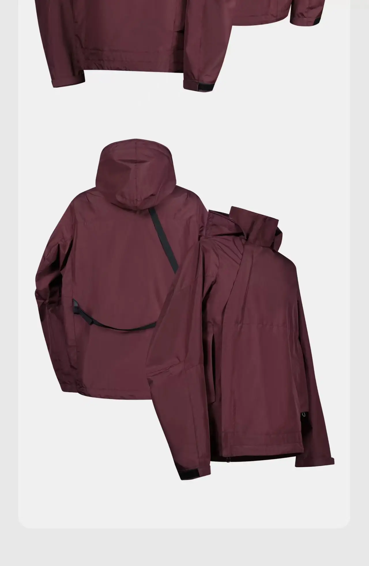 Nosucism 25aw Cherry red incline zipper jacket 2.5L composite fabric detachable hood jacketsling techwear -