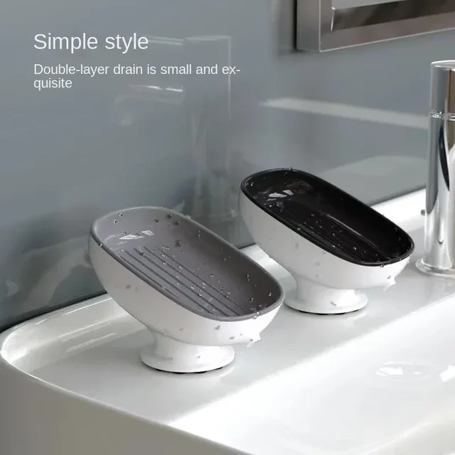 Portasapone a ventosa con acqua di scarico per portasapone da bagno Porta spugna Kithcen Contenitore per sapone Forniture per il bagno 4