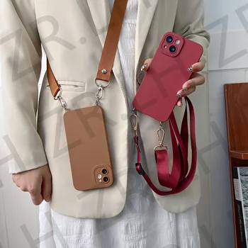 Crossbody Necklace Lanyard Chain Phone Case For iPhone 16 15 14 13 11 12 Pro Max XS X 7 8 Plus XR Silicone TPU Case 1