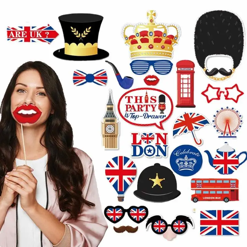 BritishPhotoBoothPropsUKPhotoBoothProps25PcsBritish