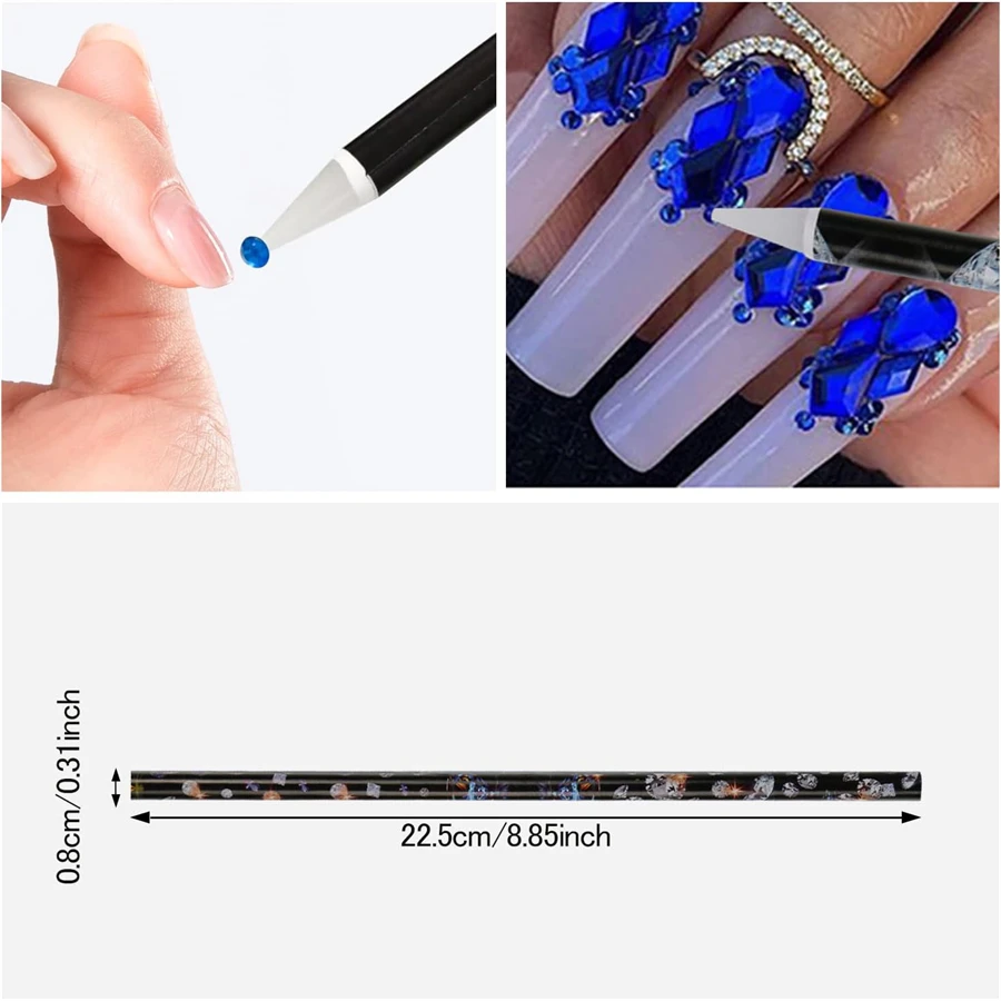 Jewel Nail Charm Rhinestone Picker,Nail Art Bead Pick Up Tool Wax Pen Applicator for Rhinestones, Manicure Rhinestone Applicator 2