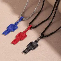 Collier de luxe avec pendentif en strass pour hommes et femmes, tendance, Hip Hop, unisexe, vente en gros, chaîne de verrouillage en pierres précieuses 3
