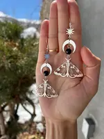 Elegant Crescent Moon & Star Bohemian Dangle Earrings - Creative Silver Jewelry for Women 5
