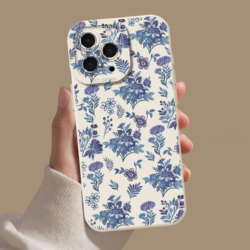 Gray Base Blue-Purple Floral Phone Case Cover