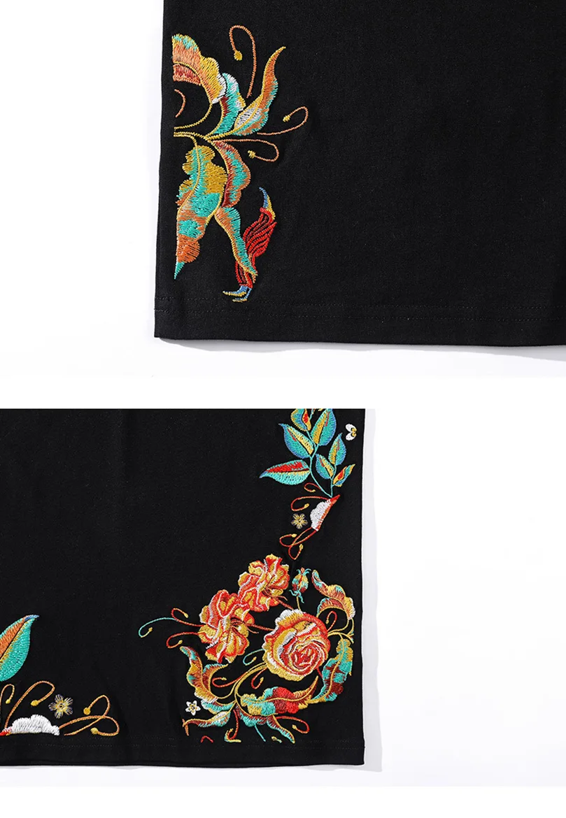 Sommer Neues Stickerei-T-Shirt für Herren, Oversize, trendiges Paar-T-Shirt aus Baumwolle mit kurzen Ärmeln für Herren, Übergröße, chinesischer Stil A1 – Detail 13
