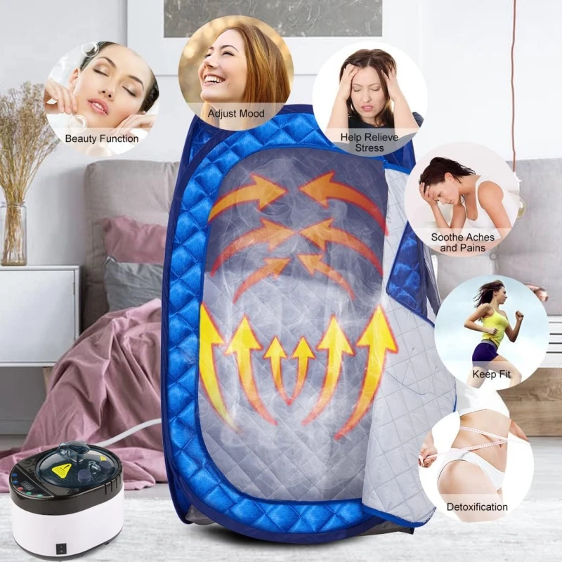 Single Person Sauna Portable Steam Sauna Full Body for Home Spa, Sauna Tent with Steamer 4L 1500W Steam Generator Timer 3