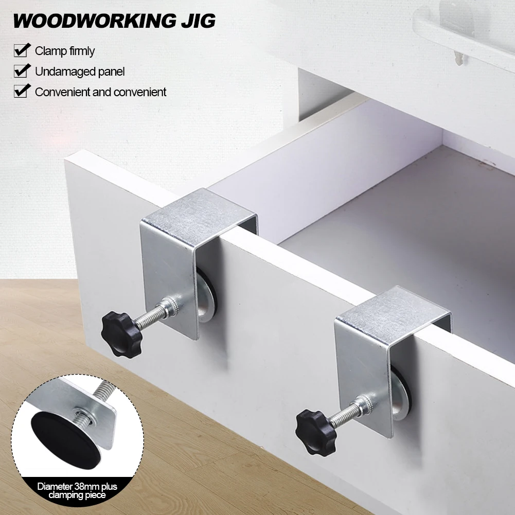 

2Pcs Woodworking Jig Cabinet Tool Home Furniture Accessories Steel Drawer Front Installation Clamps Drawer Panel Clips Hand Tool