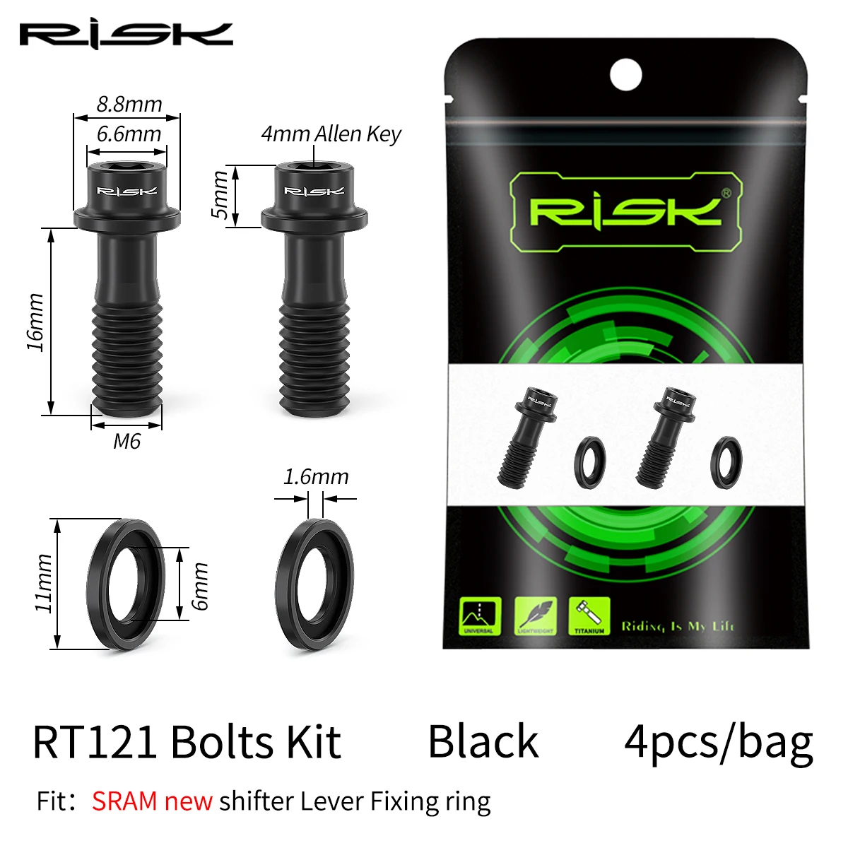 ロードバイク➕付属品 リスク 4 個 M8x10mm チタンロードバイクギア固定ボルトチェーン