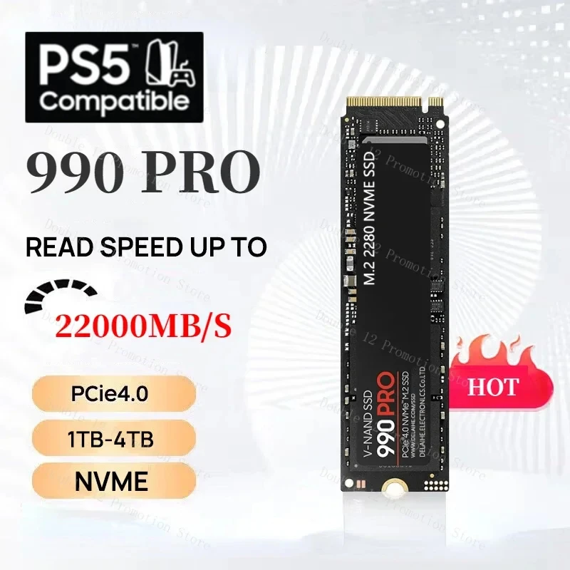 

990Pro M.2 SSD 512GB 1TB 2TB 4TB 22000MB/s with Heatsink PCIe4.0x4 NVMe Hard Disk Internal Solid State Drive for PS5 Desktop PC