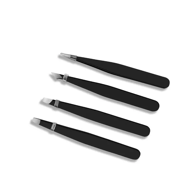 Stainless Steel Eyebrow Tweezers Black Flat Hairs Puller Beauty Makeup Tool Anti-static Precision Repair Tool For Eyebrow DIY different types of wood planes Hand Tools