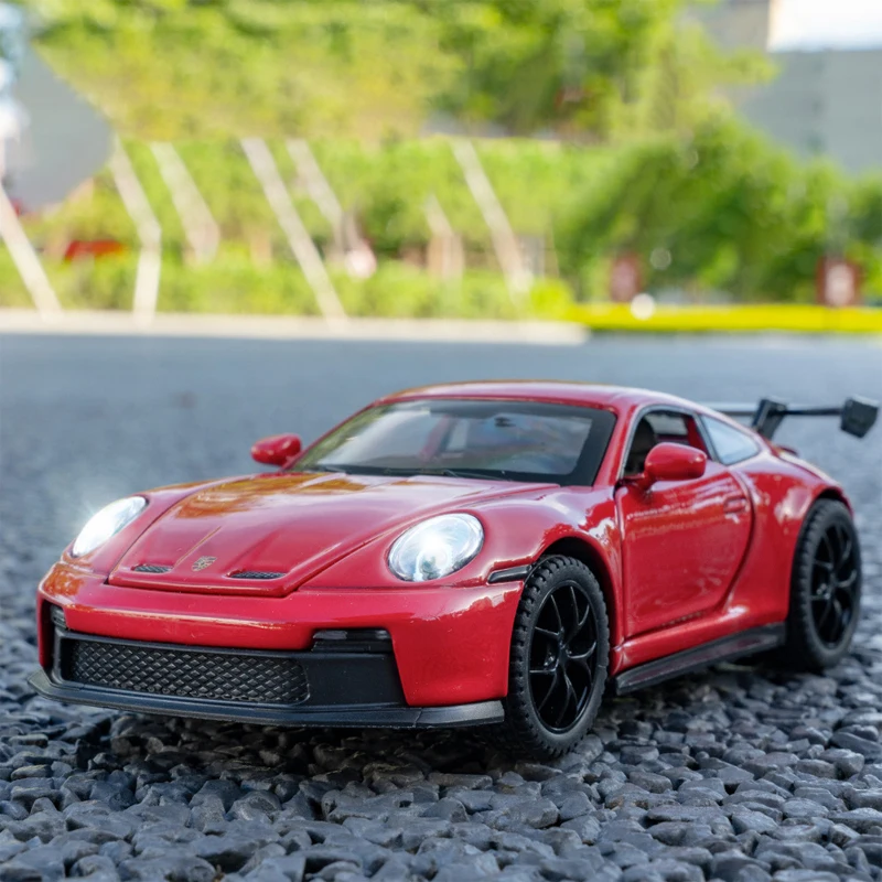 1:32 포르쉐 911 GT3 Supercar 합금 금속 다이캐스트 모델 자동차 사운드 및 라이트 어린이 장난감 어린이를위한 생일 선물 미니 GT 소년