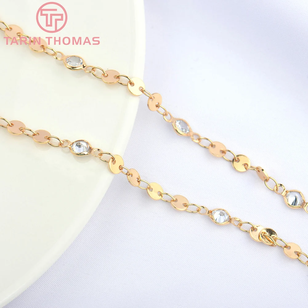 

(5115)50CM Chain Link 2.5MM 24K Gold Color Brass with Zircon Necklace Chains Bracelet chains Diy Jewelry Findings Accessories