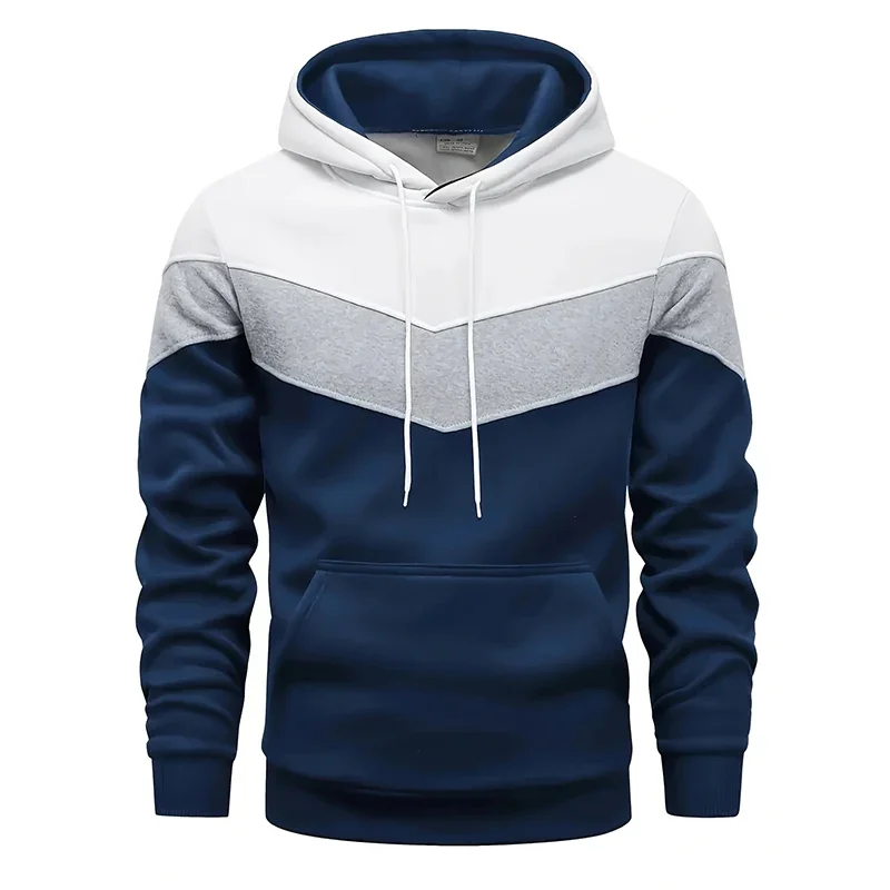 Men's Casual Patchwork Hooded Sweatshirt