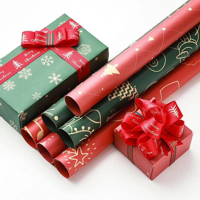 

20Pcs Christmas Gift Wrapping Paper Gift Box Packaging Paper Snowflake Pattern DIY Craft Paper Christmas New Year Party Supplies