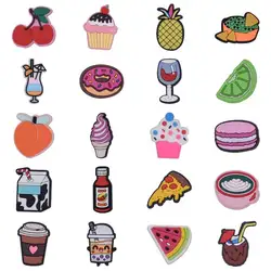 Wholesale 1pcs PVC Shoe Accessories for Crocs Charms Cake Doughnut Badge Women Clogs Buckle Kids Pin Decoration Jeans X-mas Gift