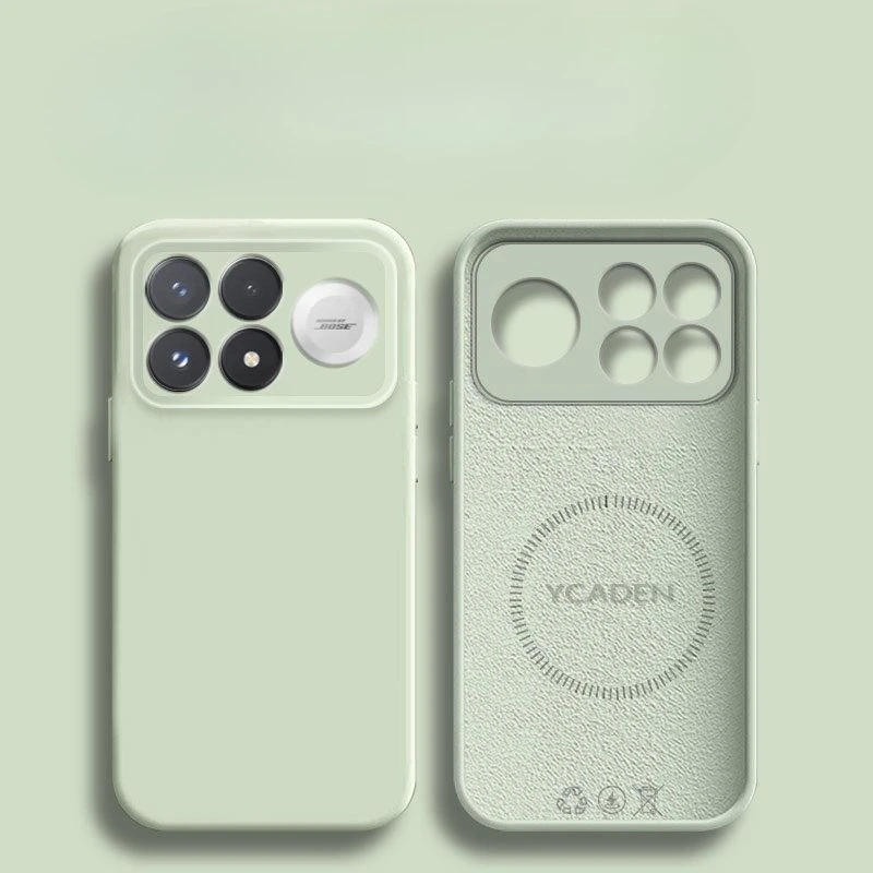 Luxury Built-in Magnetic Liquid Silicone Solid Color Phone Case Cover