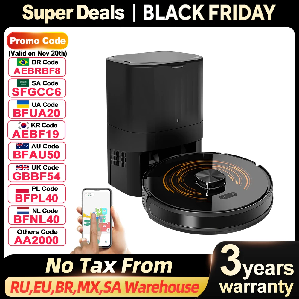 ABIR K30 Robot Vacuum Cleaner – Self-Cleaning Dustbin, Dual Laser Navigation, UV Spot Cleaning, 240mins Runtime