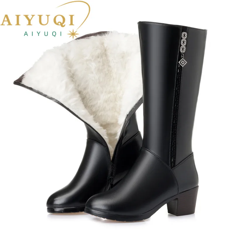 AIYUQI Women winter boots 2023 genuine leather female motorcycle boots