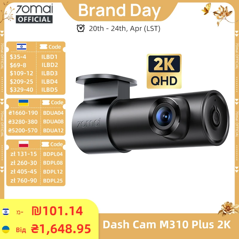 70mai Dash Cam M310 Plus 2K 1440P 143 ° FOV F1.55 Intelligente Sprachsteuerung 24H Parküberwachung Nachtsicht 70mai M310 Plus 2K Auto-DVR - AliExpress 34