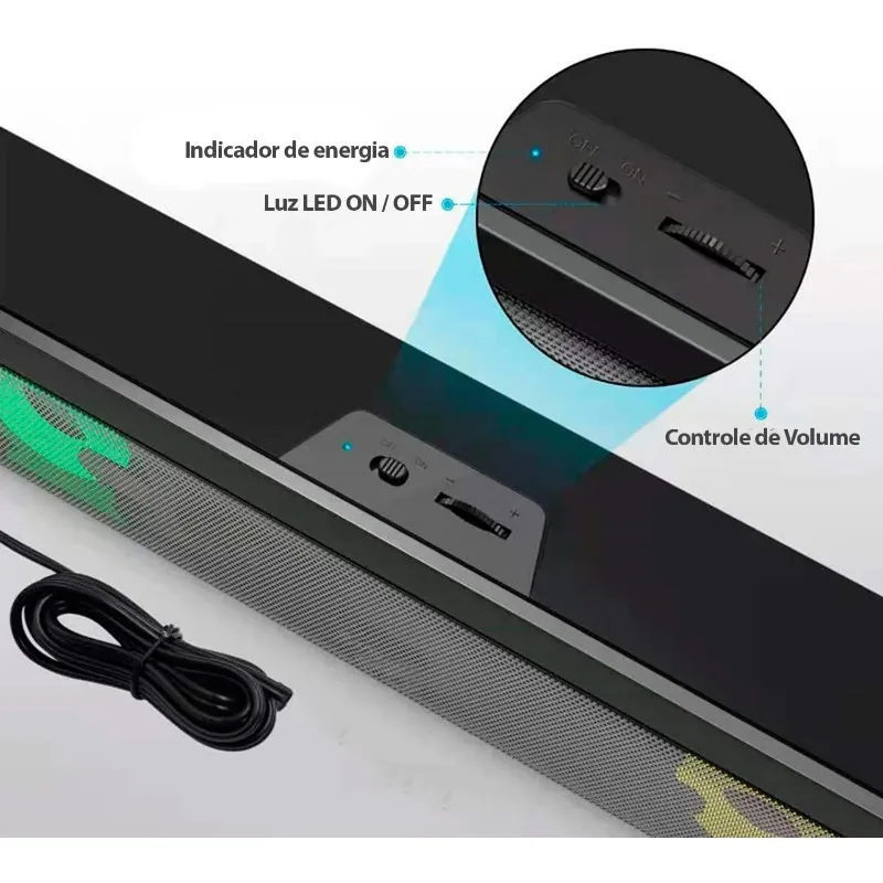 Powerful HI FI Stereo Computer Speaker for Notebook Mobile Phone Tablet with Long Cable Plug Play