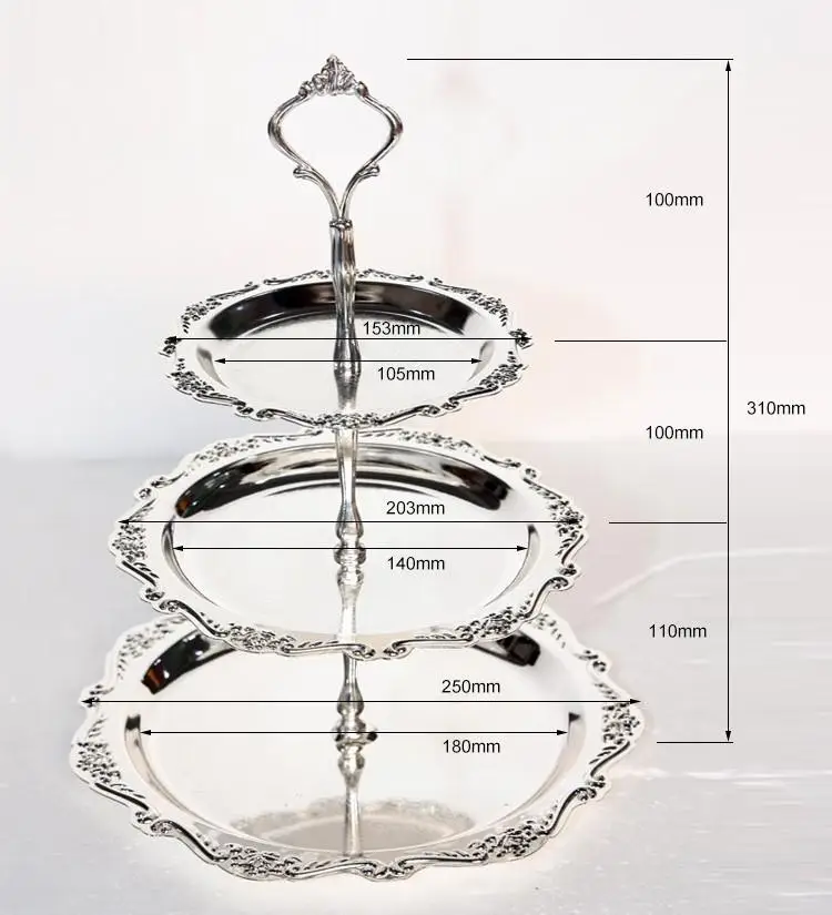 3 Tier Dessert Display Metal Durable European Style Cupcake Stand Fruit Plate for Wedding Party Cake Holder