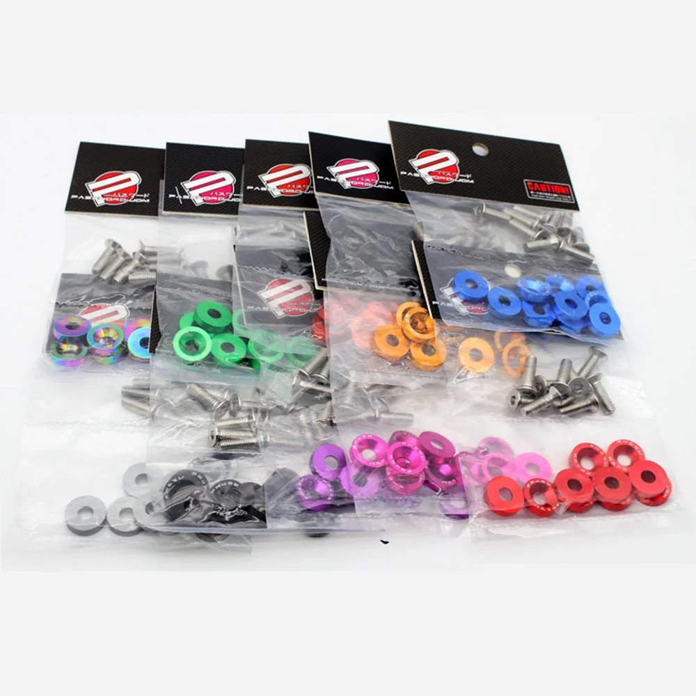 Car Aluminum Washer M6 Colourful Anodized Countersunk Head Bolt Washers Gasket JDM Racing for Honda BMW Toyota Nissan 10PCS/Lot