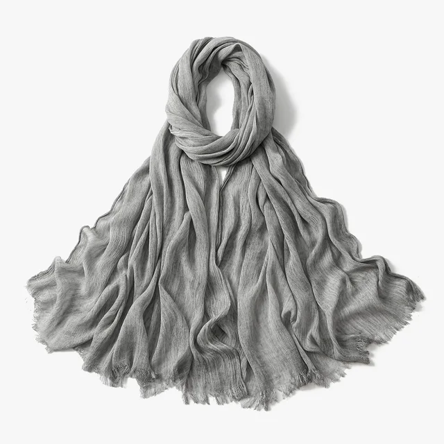 107521-89e1b8.jpg Écharpe Hijab Royan en coton froissé pour femmes musulmanes, châles longs et doux islamiques, enveloppes courtes à pampilles, accessoires Bufanda