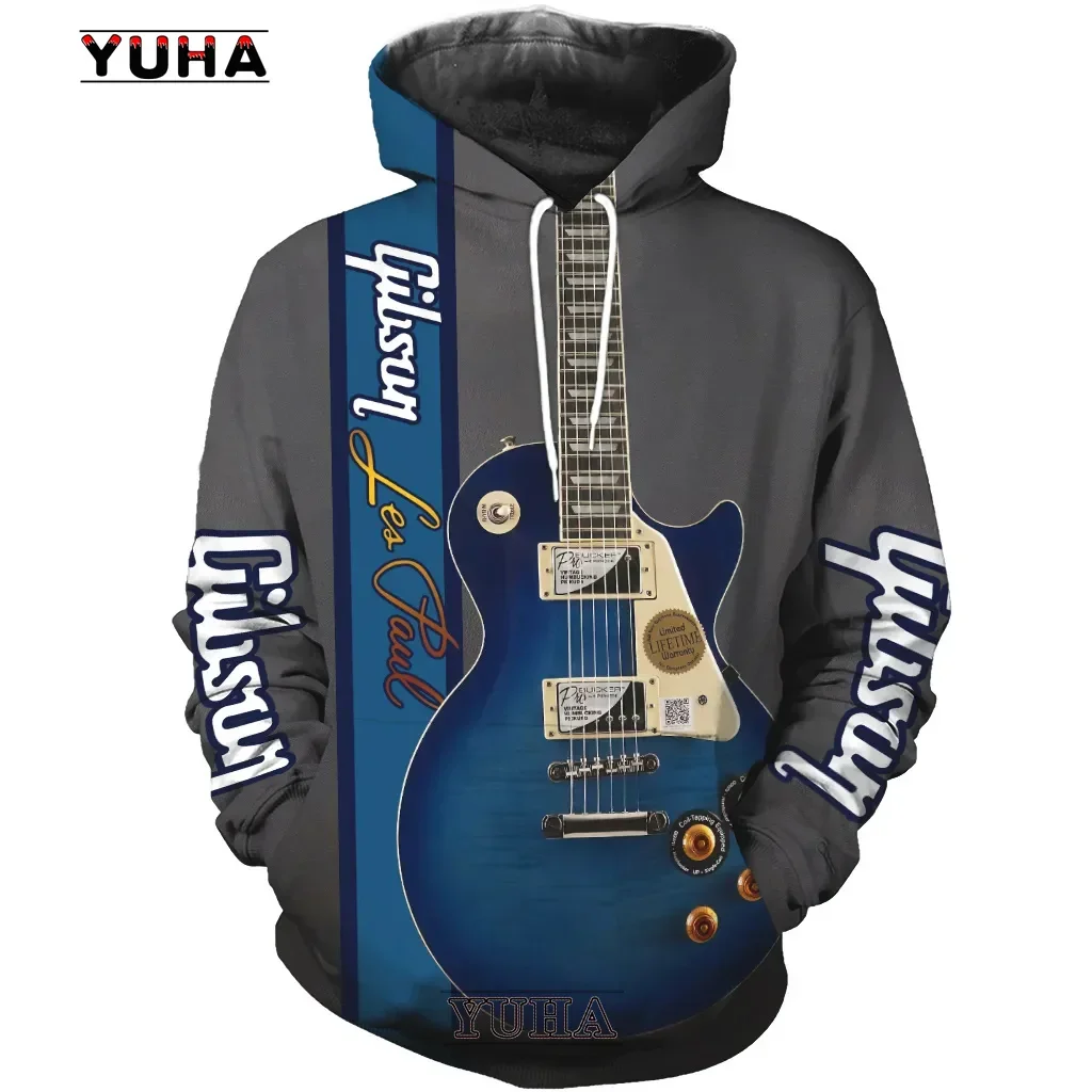 thumbnail image 1 of Sudadera con capucha con estampado de guitarra 3D para hombre, sudadera de talla europea para uso diario, sudadera con capucha musical, ropa psicodélica para mujer, mayorista, 1 of 5
