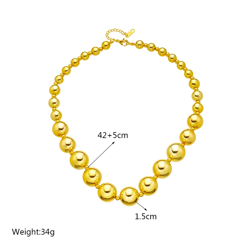 Stainless Steel Necklace Ball Chain Accessories for Women Trendy Design - Image 6