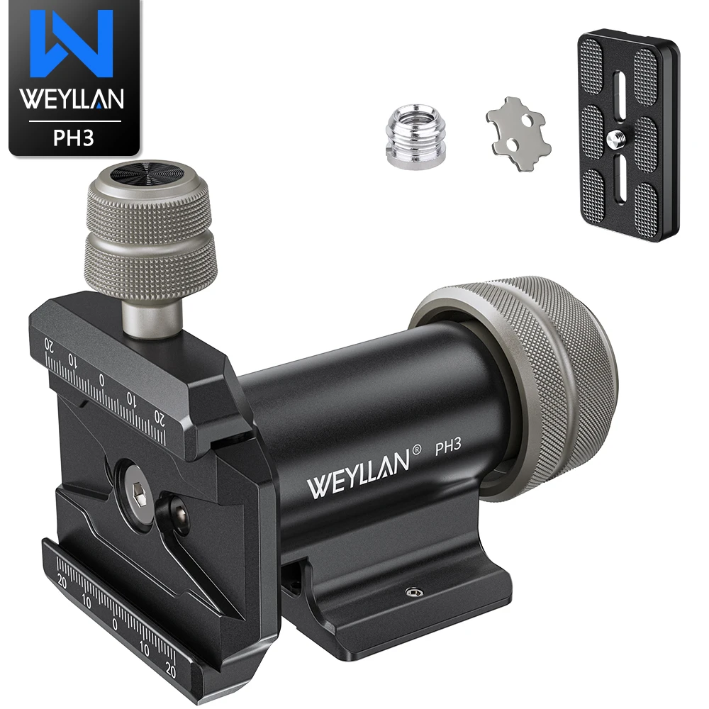 WEYLLAN PH3 Gimbal-Kopf, Mono-Gimbal-Kopf, Stativ, seitlicher Sattel, neigbarer Kopf für Kamera, Einbeinstativ, Stativ mit Arca Swiss Plate Load 10 kg – Detail 1