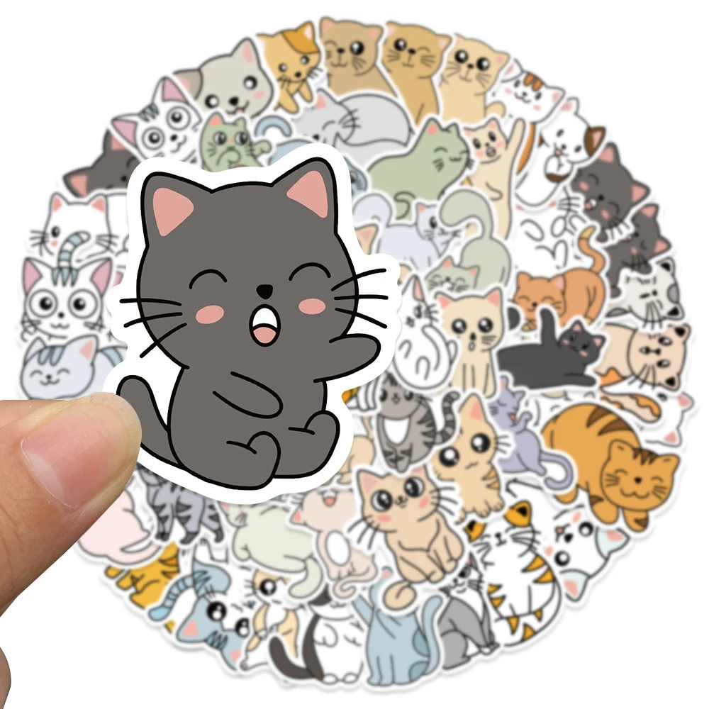 10/30/60pcs Kawaii Animal Cat Cartoon Stickers Decoration Decal Laptop Scrapbook Phone Guitar Fridge Suitcase Cute Sticker Toys 130 pcs pink stickers toy for kids waterproof unicorn flamingo animal cartoon sticker to diy skateboard laptop suitcase fridge