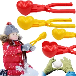 Winter Plastic Snowball Maker Clip Heart Snowball Maker Kids Outdoor Sand Snow Ball Mold Toys Fight Clip Toy Play Snow Tool