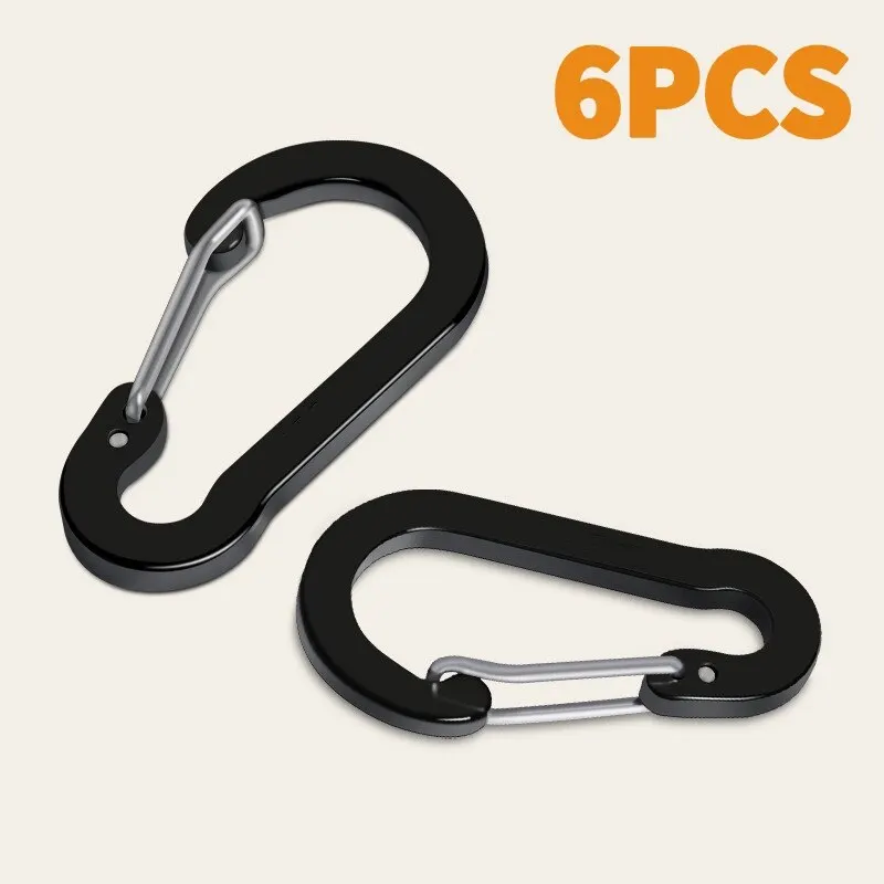 Climbing Buckle Climbing Carabiner Mountaineering Buckle Outdoor Camping Multi Functional Quick Hanging Stainless Steel Spring Buckle Safety 6PCS