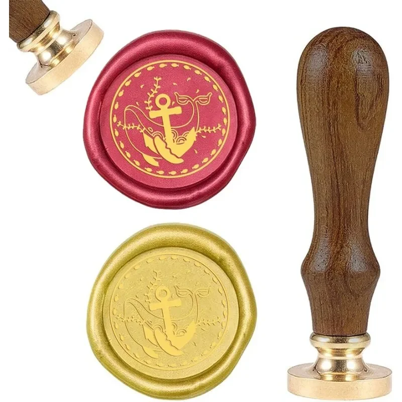 

1PC Wax Seal Stamp Whale in The Sea Retro Sealing Wax Stamp with 25mm Removable Brass Head Wooden Handle for Envelope Card