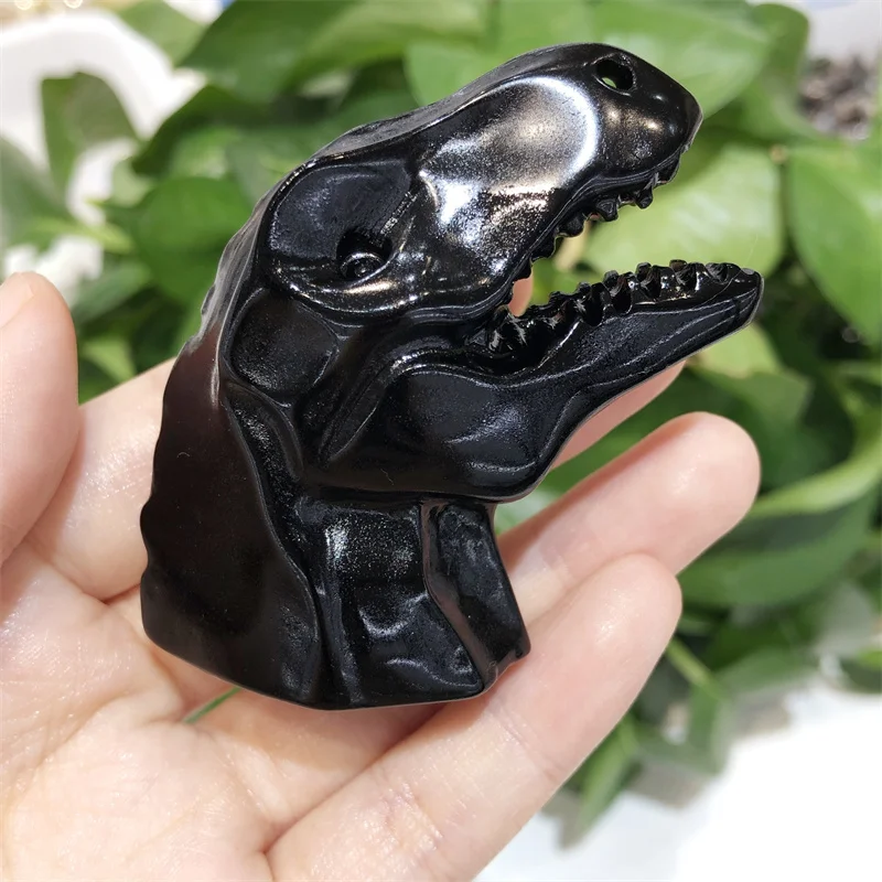 

6cm Natural Obsidian Dinosaur Carving Crystal Carved Statue Home Ornament Aart Collectible Gift 1pcs