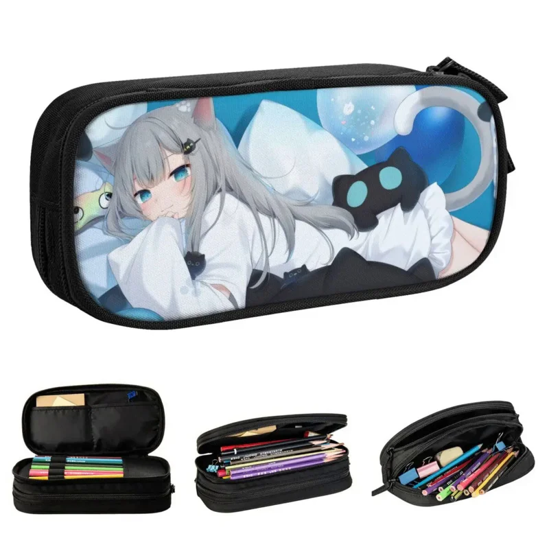 

Anime Girls Nacho Neko Virtual Cat Amashiro Natsuki Case Pen Bag Student Large Storage School Supplies Pencil Box