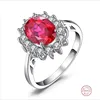 Princess Diana 925 Sterling Silver Engagement Ring Ruby Natural Amethyst  Blue Sapphire Topaz Bridal Wedding Rings for Women 6