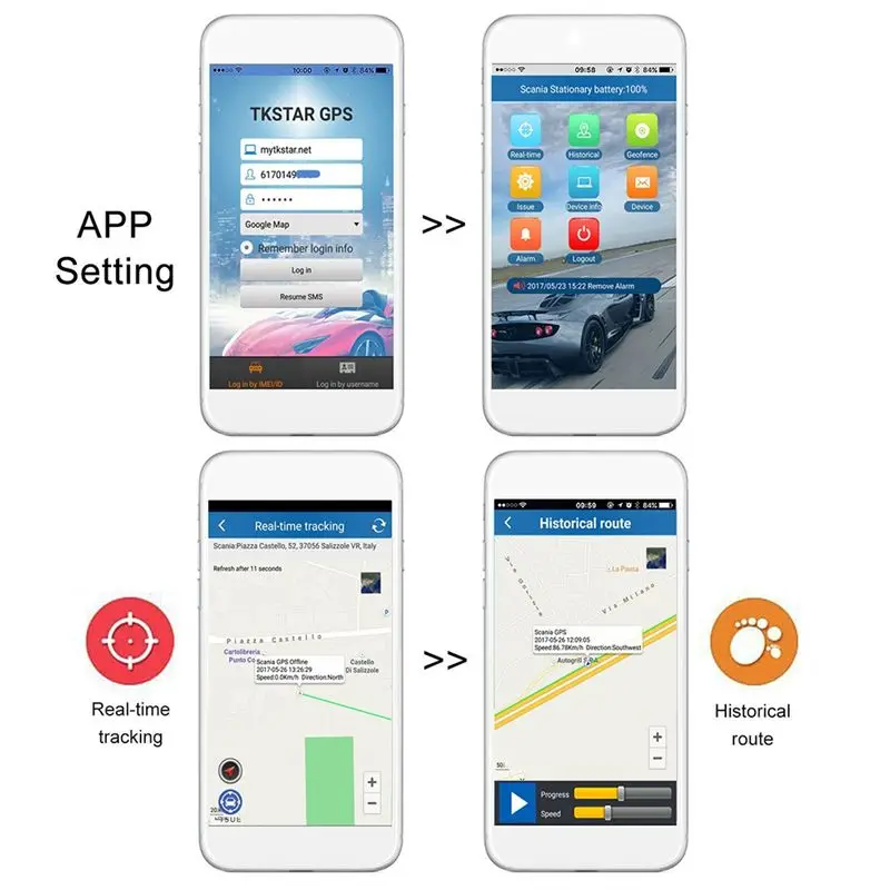 TKSTAR 미니 GPS 트래커 무선 블루투스 미니 자동차 스피커 알람 시스템 블랙 자동차 차량용 GPS 트래커