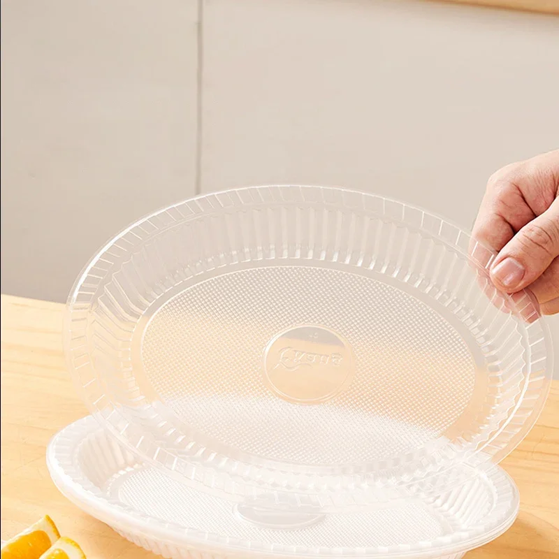 10PCS Disposable Dinner Plates Clear Plastic Trays Heavy Duty Fruit Salad Plates Transparent Dessert Small Cake Plate For Party